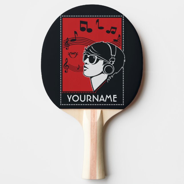 Raquette De Ping Pong Palette faite sur commande de ping-pong de musique (Devant)