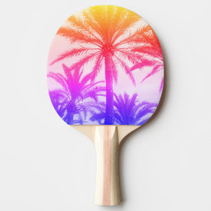 Raquette De Ping Pong palmier tropical dans l'ambiance estivale rétro né