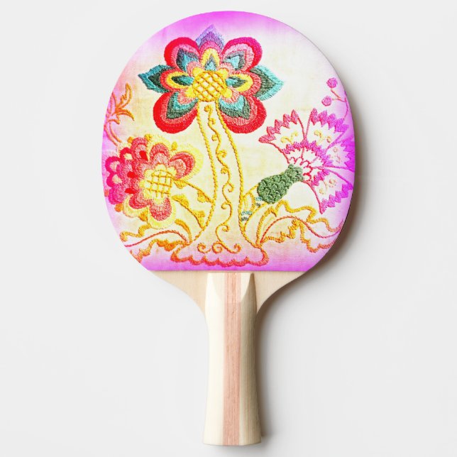 Raquette De Ping Pong palmiers tropicaux roses (Devant)