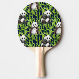Raquette De Ping Pong Panda avec Motif d'aquarelle en bambou