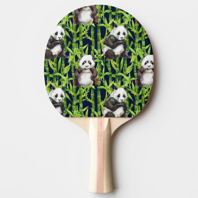 Raquette De Ping Pong Panda avec Motif d'aquarelle en bambou (Devant)