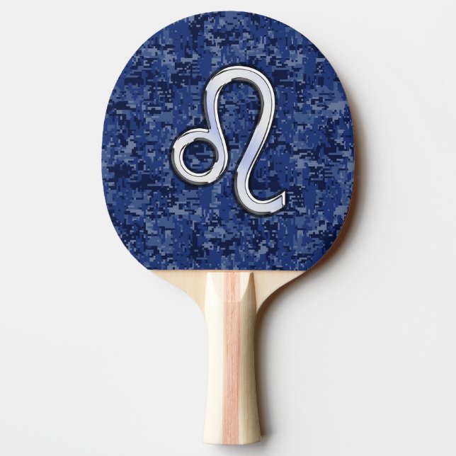 Raquette De Ping Pong Panneau Leo Zodiac sur Camouflage numérique bleu (Dos)