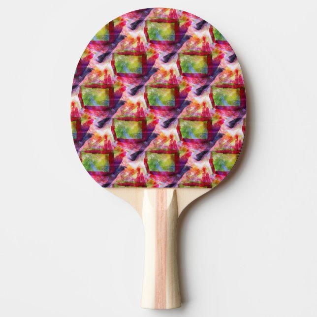 Raquette De Ping Pong Papier peint vert et rouge abstrait (Devant)