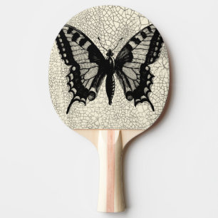 Raquette De Ping Pong Papillon noir et blanc sur l'arrière - plan criqu