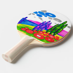 Raquette De Ping Pong Paradis Pop Art – Paysage Graphique Audacieux