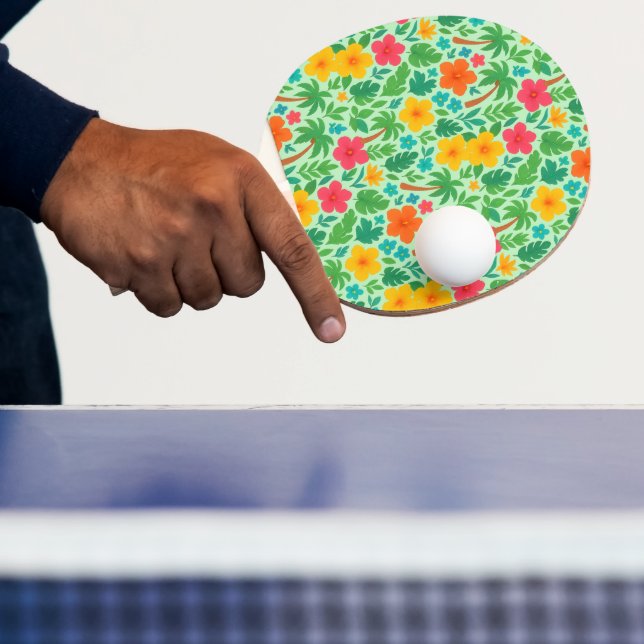 Raquette De Ping Pong Paradis tropical - Palm Feuilles & Hibiscus Motif (Insitu)