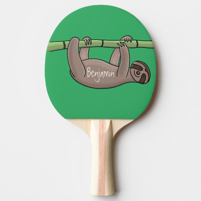 Raquette De Ping Pong Paresse souriante mignon sur dessin animé en bambo (Devant)
