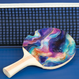 Raquette De Ping Pong Parties scintillant arc-en-ciel esthétique motif m