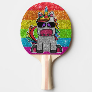 Raquette De Ping Pong Parties scintillant arc-en-ciel Unicorn Sparkly LG