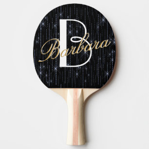 Raquette De Ping Pong Parties scintillant Argent Élégante Plus Nom Monog