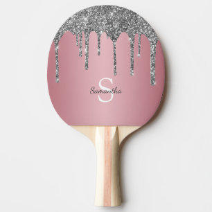 Raquette De Ping Pong Parties scintillant argent Rose or rose Nom