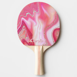 Raquette De Ping Pong Parties scintillant étincelante marbre Art rose ar