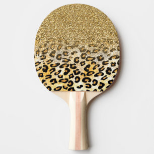 Raquette De Ping Pong Parties scintillant moderne Leopard Motif Gold  Om