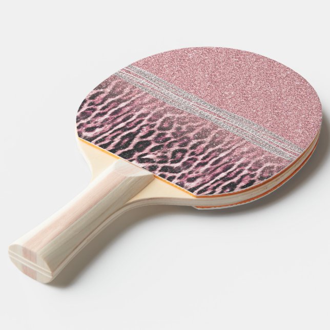 Raquette De Ping Pong Parties scintillant poster de animal Chic Girly Ro (Devant Angle)