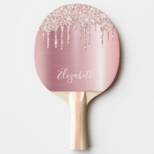 Raquette De Ping Pong Parties scintillant rose goutte