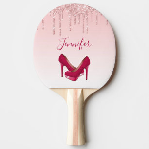 Raquette De Ping Pong Parties scintillant roses modernes et talons hauts