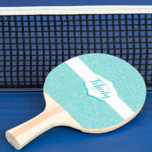 Raquette De Ping Pong Parties scintillant turquoise Monogramme Ping Pong
