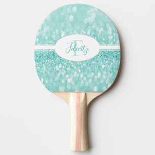 Raquette De Ping Pong Parties scintillant turquoise Personnaliser Ping P