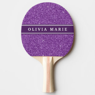 Raquette De Ping Pong Parties scintillant violette (faux) Nom personnali