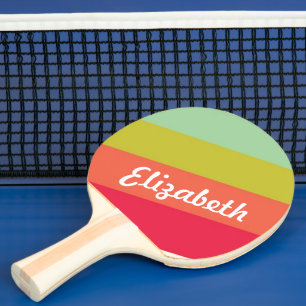 Raquette De Ping Pong Pastel Rainbow Nom personnalisé