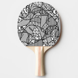 Raquette De Ping Pong Patchwork noir et blanc 04 de motif