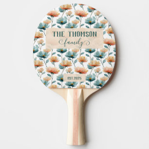 Raquette De Ping Pong Patrimoine familial floral aquarelle vintage