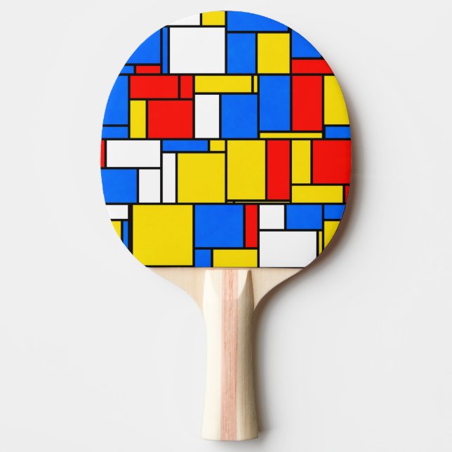 Raquette De Ping Pong Patters de Mondrian Inspecred Style Red Blue Yello (Devant)