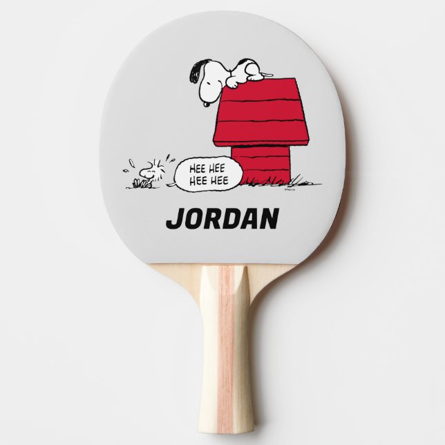 Raquette De Ping Pong PEANUTS | Motif rouge et noir | Ajouter Votre Nom (Devant)