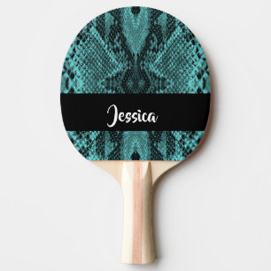 Raquette De Ping Pong Peau de serpent bleu texturé