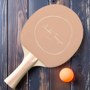 Raquette De Ping Pong Pêche douce moderne du milieu du siècle avec nom