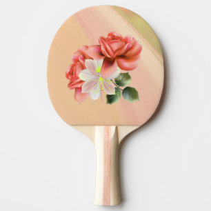 Raquette De Ping Pong Pêches Pivoines et Orchidée Fantôme