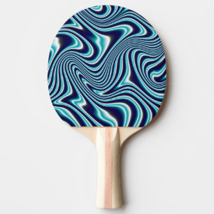 Raquette De Ping Pong Peinture à marbrage fluides bleu