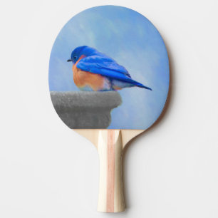 Raquette De Ping Pong Peinture Bluebird - Art original pour oiseaux