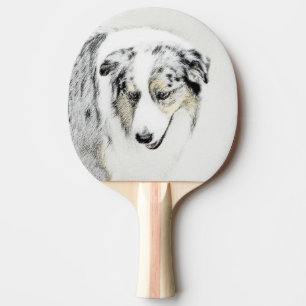Raquette De Ping Pong Peinture de berger australien - Art original de ch