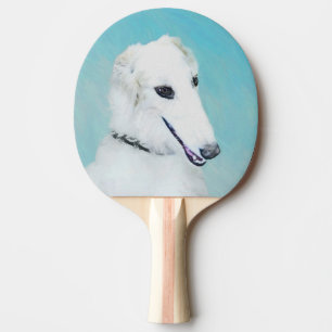 Raquette De Ping Pong Peinture de Borzoi (Blanc) - Joli Chien d'origine