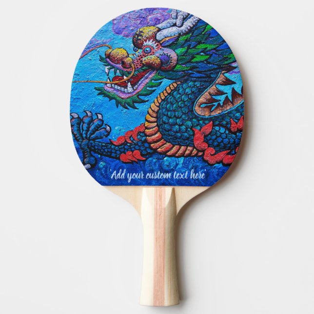 Raquette De Ping Pong Peinture de dragon Cool à l'huile chinoise colorée (Devant)