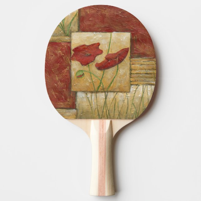 Raquette De Ping Pong Peinture florale avec traits de pinceau visibles (Devant)