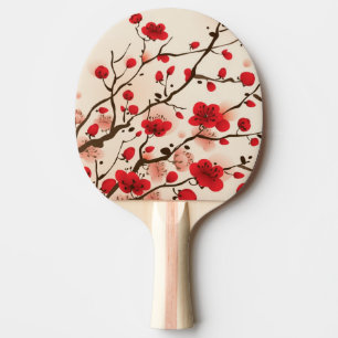 Raquette De Ping Pong Peinture orientale de style, fleur de prune au