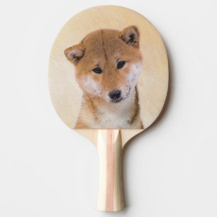 Raquette De Ping Pong Peinture Shiba Inu (Rouge) - Art Chien original