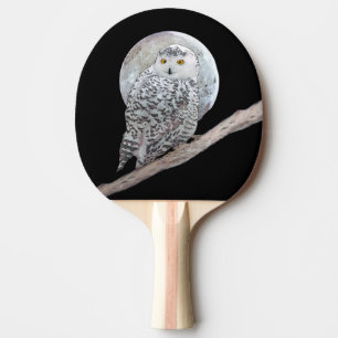 Raquette De Ping Pong Peinture sur la Chouette neigeuse et la Lune - Art