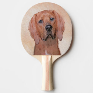 Raquette De Ping Pong Peinture sur pilon rouge - jolie art original chie