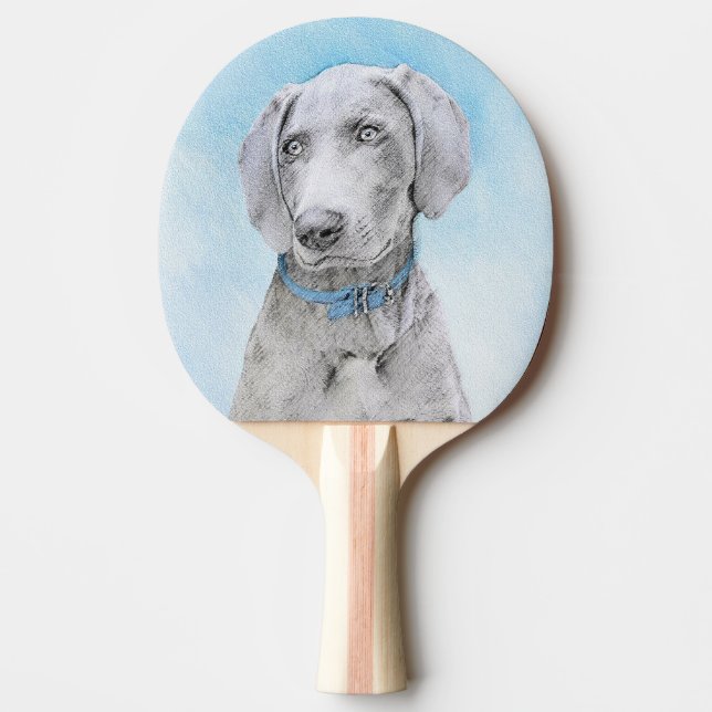 Raquette De Ping Pong Peinture Weimaraner - Joli art original chien (Devant)