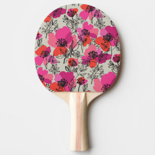 Raquette De Ping Pong Peony Floral Vintage Motif sans joint.