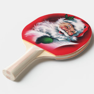 Raquette De Ping Pong Père Noël vintage, Joyeux Noël, heureux Père Noël,