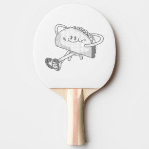 Raquette De Ping Pong Personnage de mascotte de taco vert mignon qui mar