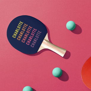 Raquette De Ping Pong Personnalisé Ajouter Votre Nom Fun Color Gradient