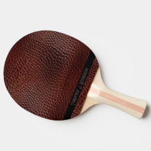 Raquette De Ping Pong Personnalisé Faux Cuir Brown Embossé