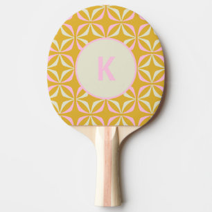 Raquette De Ping Pong Personnalisé Monogramme rose jaune Géométrique Jou