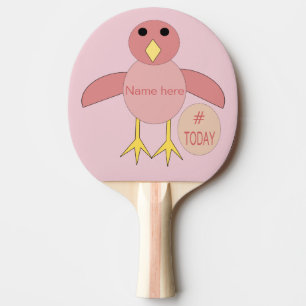Raquette De Ping Pong Personnalisé rose Anniversaire Fille Chick Ping Pa