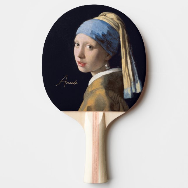 Raquette De Ping Pong Personnalisée-fille avec perle oreille-vermeer (Devant)